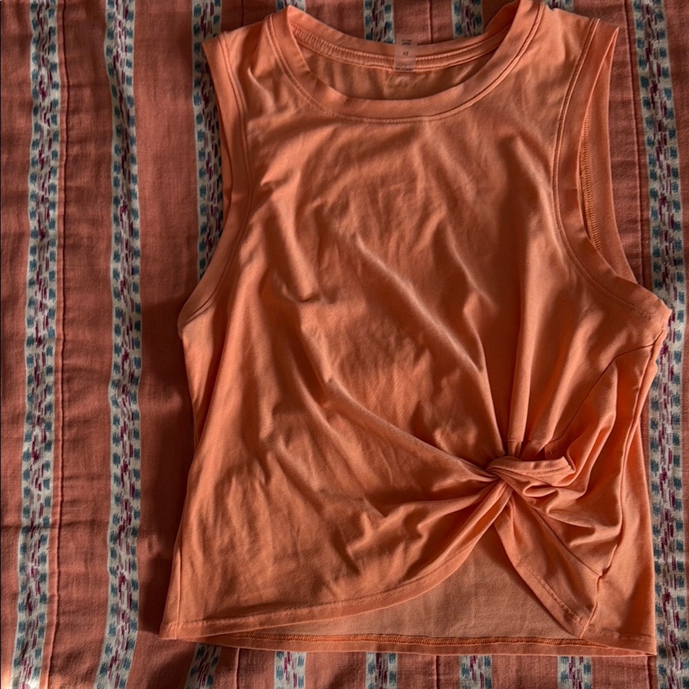 Beyond Yoga Orange Sleeveless Muscle Tee with Tie Front